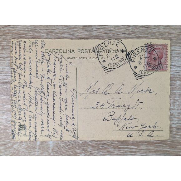 Antique Italy Postcard Firenze Madonna della Seggiola Raphael Posted USA - Picture 2 of 2